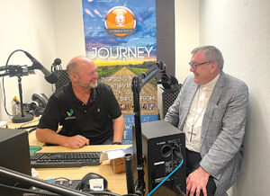 Jude Hennessy interviewing Bishop Brian Mascord in a segment for The Journey Podcast.