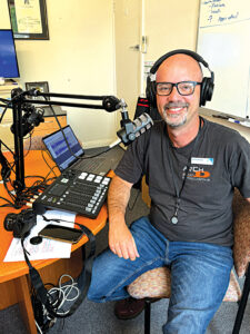 Arch D Radio presenter and podcaster James Meston records a podcast at the studio in Adelaide. 