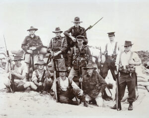 Fr Sexton (front row second from left) during the filming of Gallipoli in Coffin Bay.