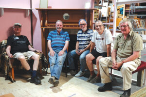 From left, set production team members Jeff Baker, Robert Wyatt, Don Oswald, Mark Rogers and Brian Voigt.