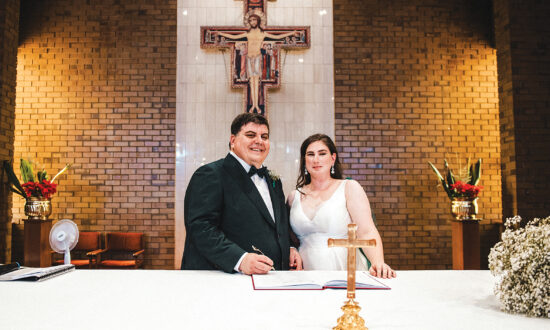 WEDDED: Dana Karaivanoff and Peter Caporaso were married by Fr Eldridge D’Souza OFM Cap in St Francis of Assisi Church, Newton on January 13. Their parents are Camilla and Ted Karaivanoff of Sefton Park and Giuseppe (dec.) and Lina Caporaso of Campbelltown.