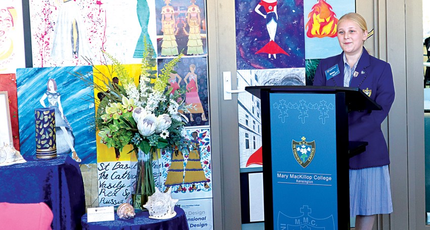 Year 7 student Ester addresses the crowd at the opening of Mary MacKillop College’s Tenison Centre. Picture: Jessica Nelson