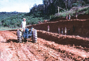 Fr Jeff Foale building one of the airstrips in PNG in 1969.