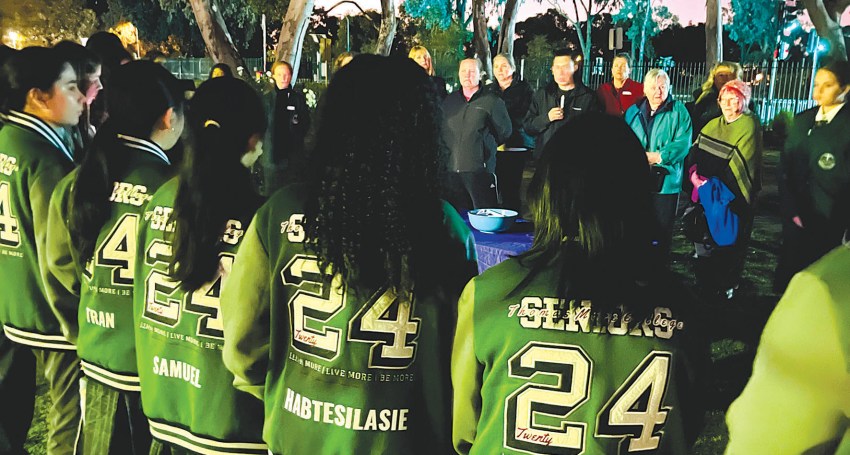 Thomas More college students at the school's vigil.