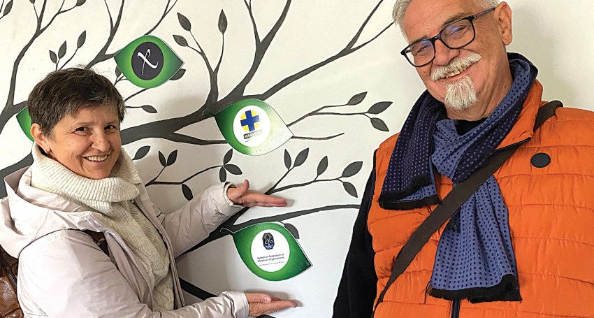 Mr Becker and his wife Romana at the Nazareth Centre where they volunteered during their time in Ukraine.