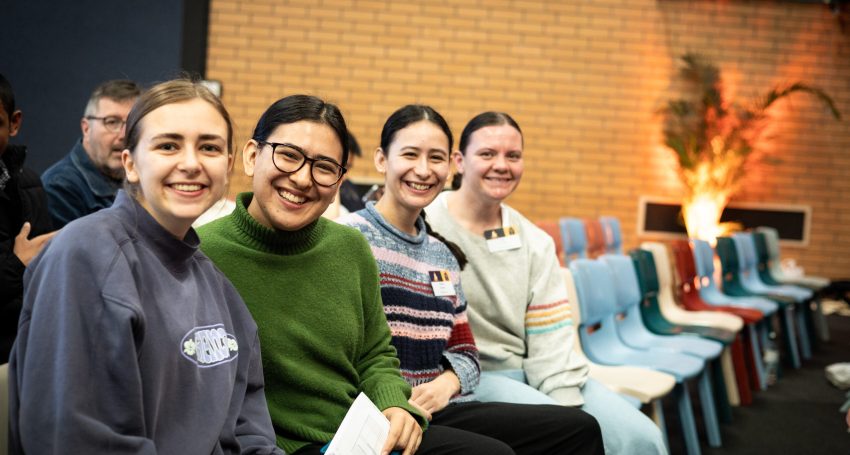 Talia Yates, Sharina Rabusic, Mirachel Rabusic and Julia Clark settled in for The Fire Weekend’s program or workshops and keynote speakers.