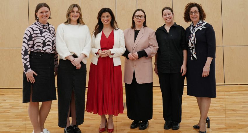 Emma Young, Chelsea McGuinness, Andrea Michaels MP, Kate Olsson-McKinnon, Katherine Sortini and Maria Urbano at the ICGS Women in Creative Industries event held at Our Lady of the Sacred Heart College.