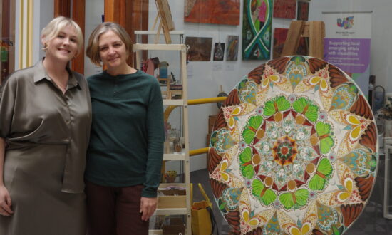 Bearded Dragon Gallery assistant Sophie Newman and artist Sonja Garnaut.