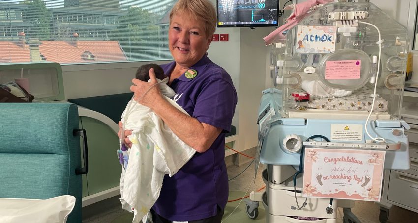 Pauline Clune with baby Achok at Adelaide's Women’s and Children’s Hospital.