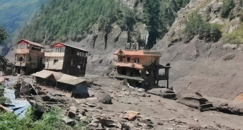 Homes torn apart by the flash flooding. Picture: CRS Nepal