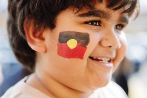 Uncle Les Wanganeen’s grandson Gordon didn't miss the chance to have his face painted. Picture: Bek Gratton